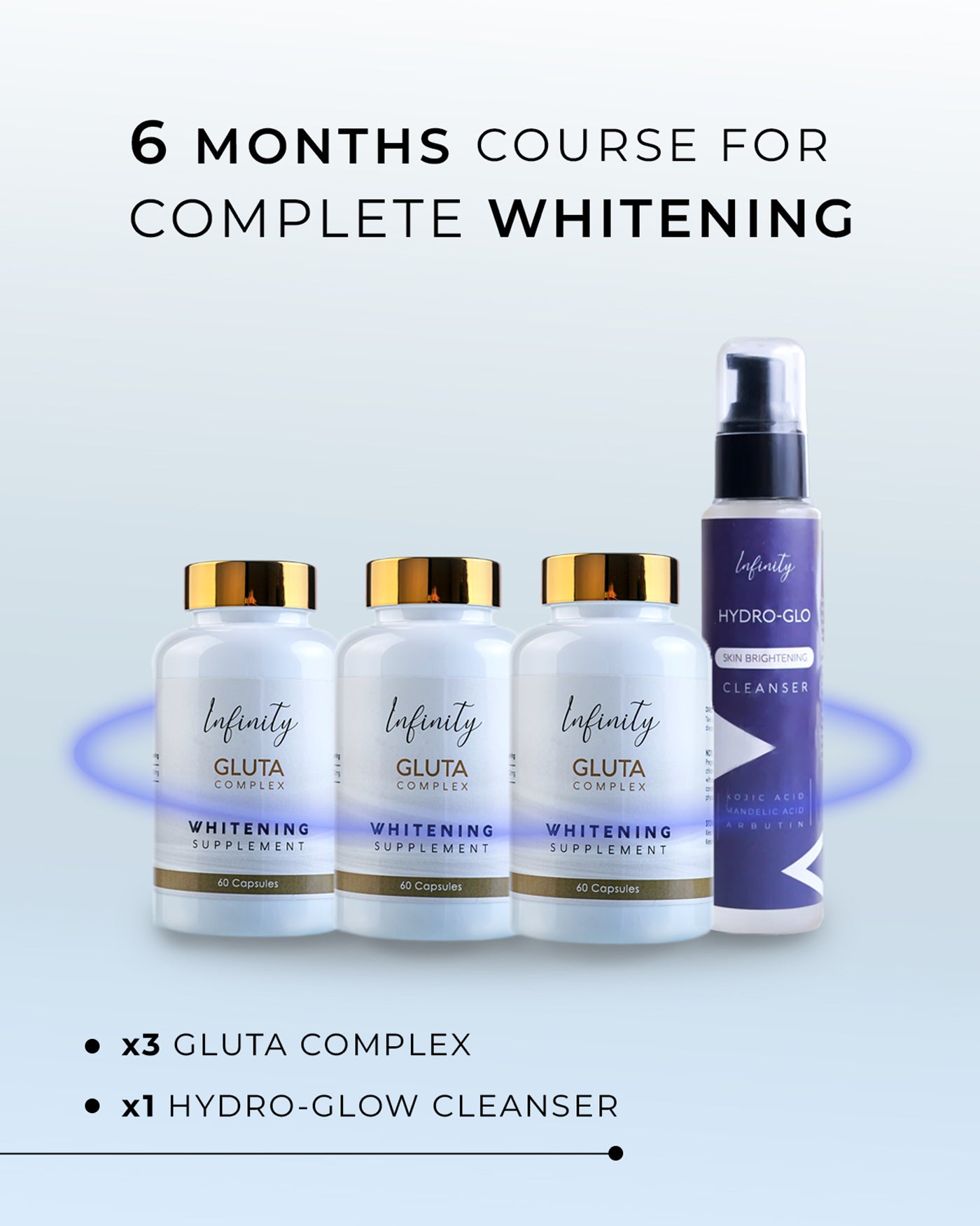 Whitening 6-Months Course (x3 Gluta & x1 Hydro-Glo Cleanser)